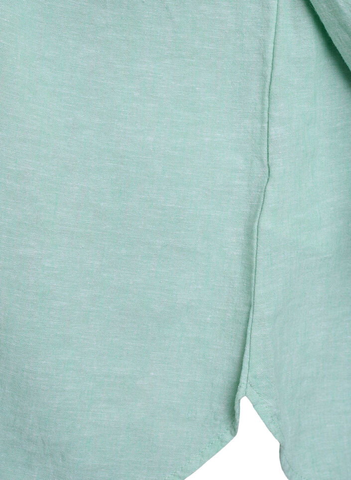 Linnen en viscose shirt met 3/4 mouwen, Groen, Packshot image number 3