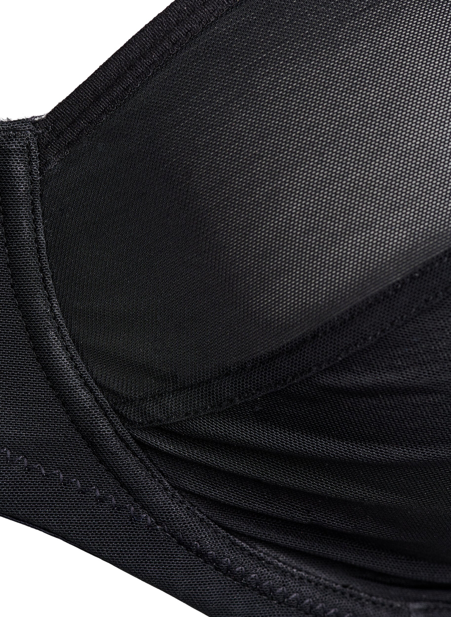 Zizzi Volledig bedekkende basis-bh in mesh, Zwart, Packshot image number 2