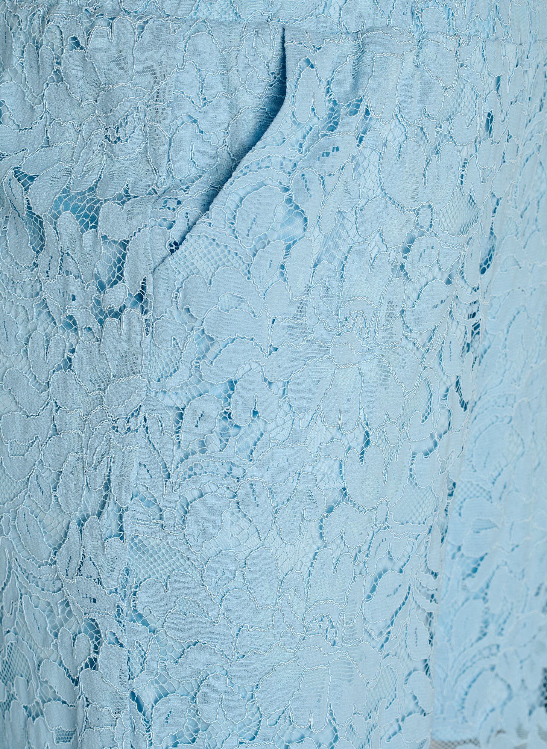 Zizzi Hoog getailleerde kanten broek met rechte pijpen, Blauw, Packshot image number 2