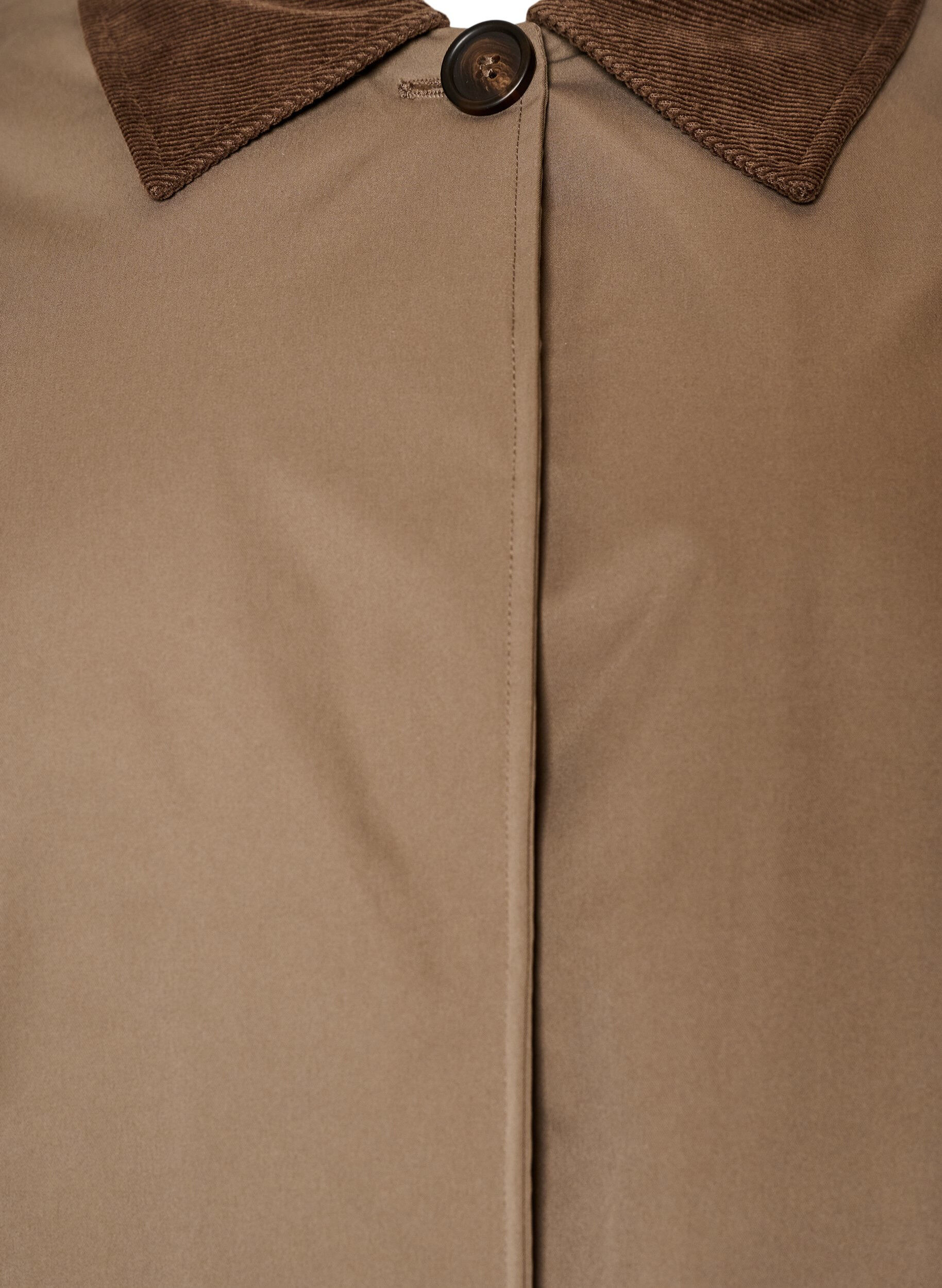 ZizziLicht gewatteerde jas met een corduroy kraag, Bruin, Packshot image number 2