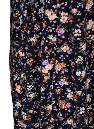 Viscose jurk met print en korte mouwen , Black Small Flower, Packshot image number 3