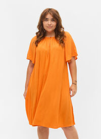 Viscose jurk met korte mouwen, Orange Peel, Model