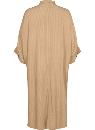 Viscose blouse jurk met 3/4 mouwen en color-block, Praline, Packshot image number 1