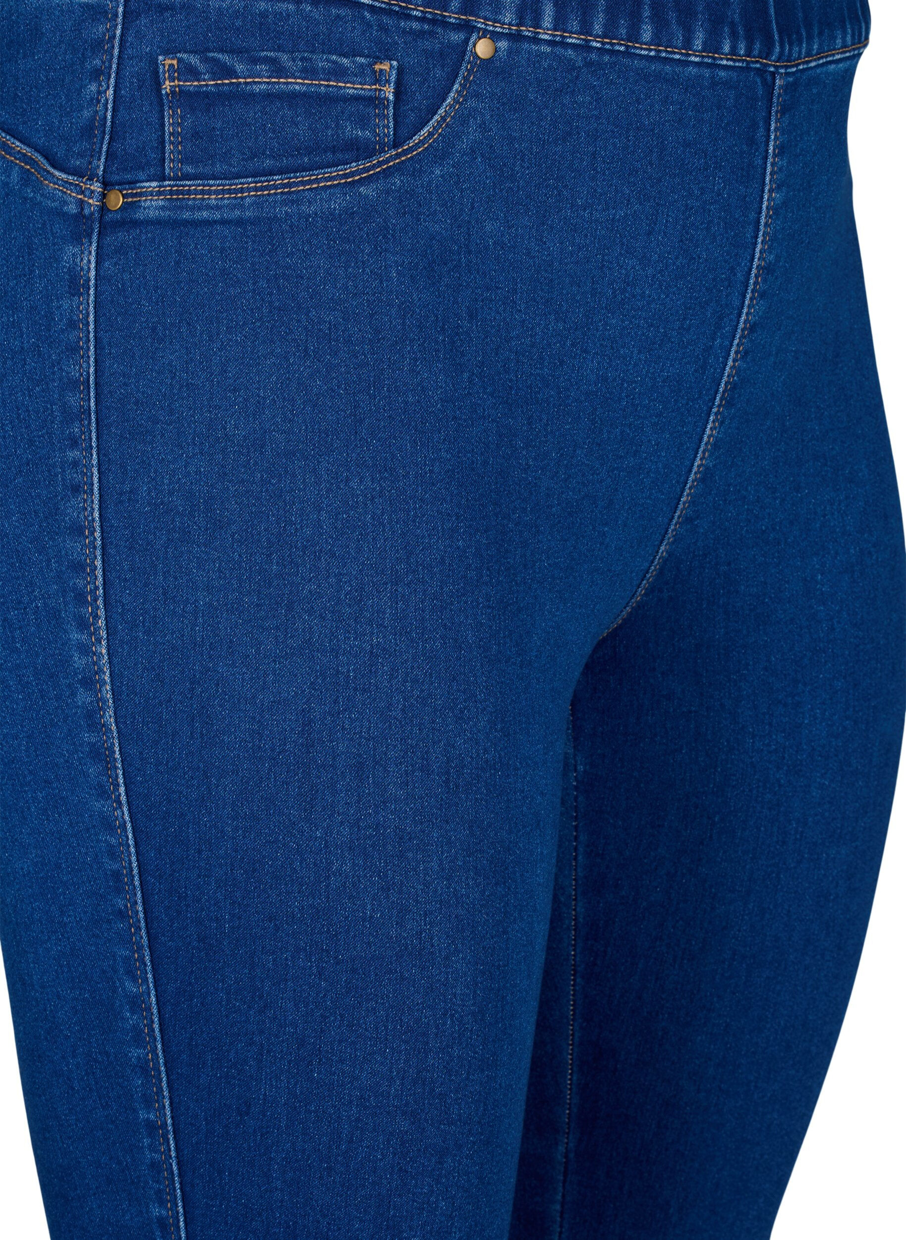 Zizzi Denim capribroek met elastische tailleband, Blauw, Packshot image number 2