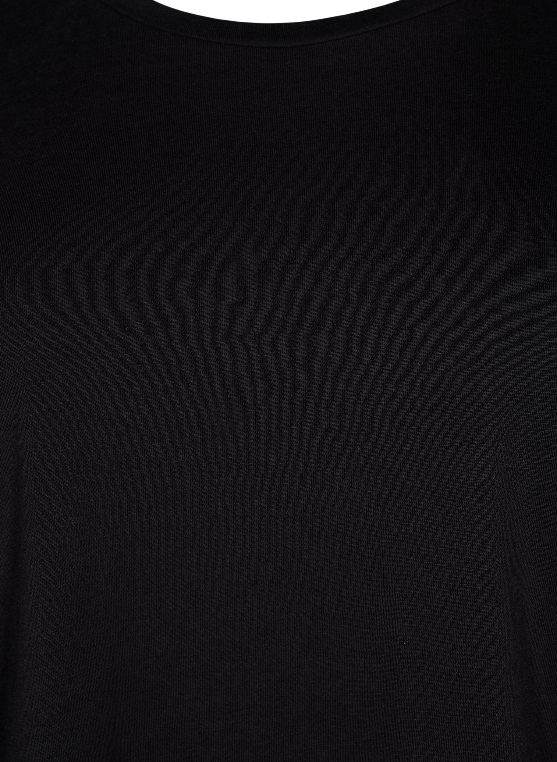 Zizzi Katoenen t-shirt met 2/4 mouwen, Black, Packshot image number 2