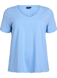 T-shirt met korte mouwen en V-hals, Blauw
