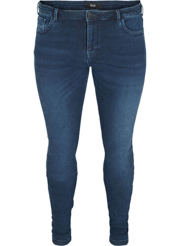 Super slim fit Amy jeans met hoge taille, Dark blue, Packshot image number 0