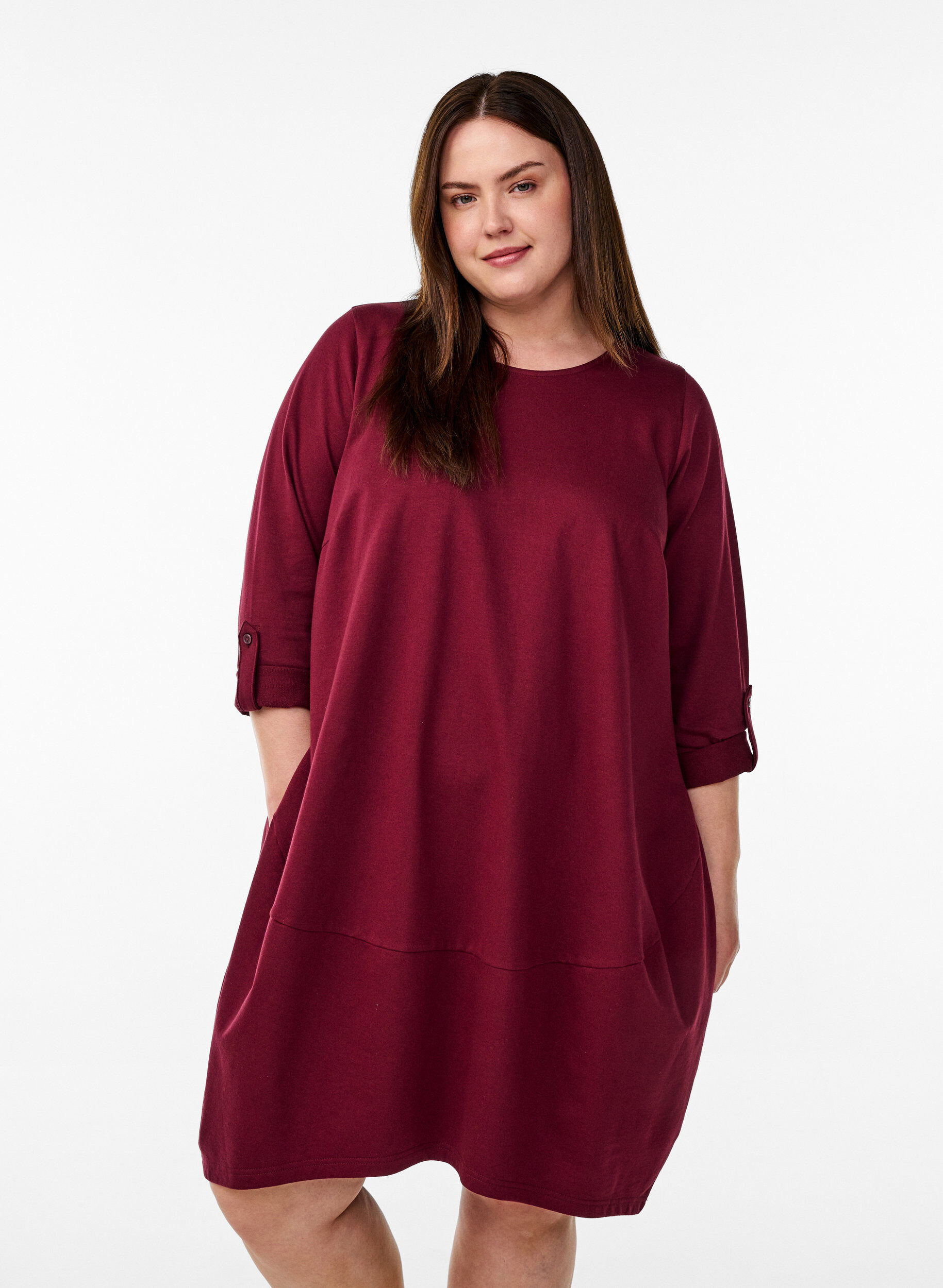 Zizzi Ballonjurk met zakken, Donker Bordeaux, Model image number 0