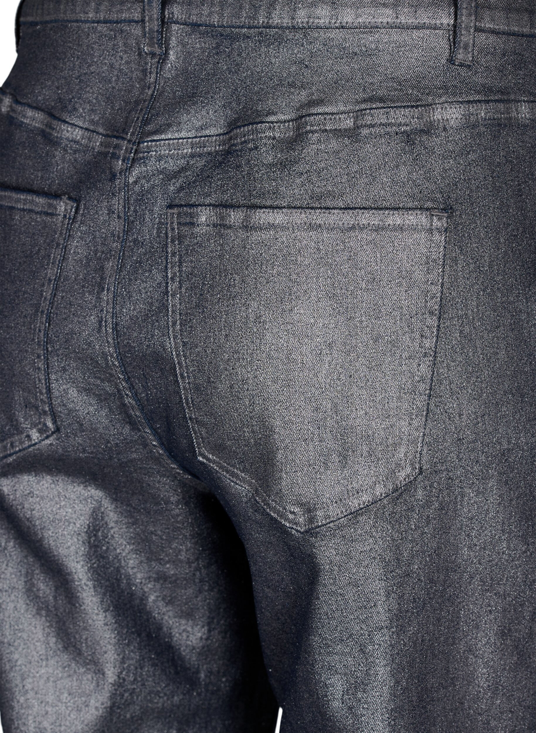 Zizzi Zilverkleurige jeans met hoge taille, Gun Silver , Packshot image number 3