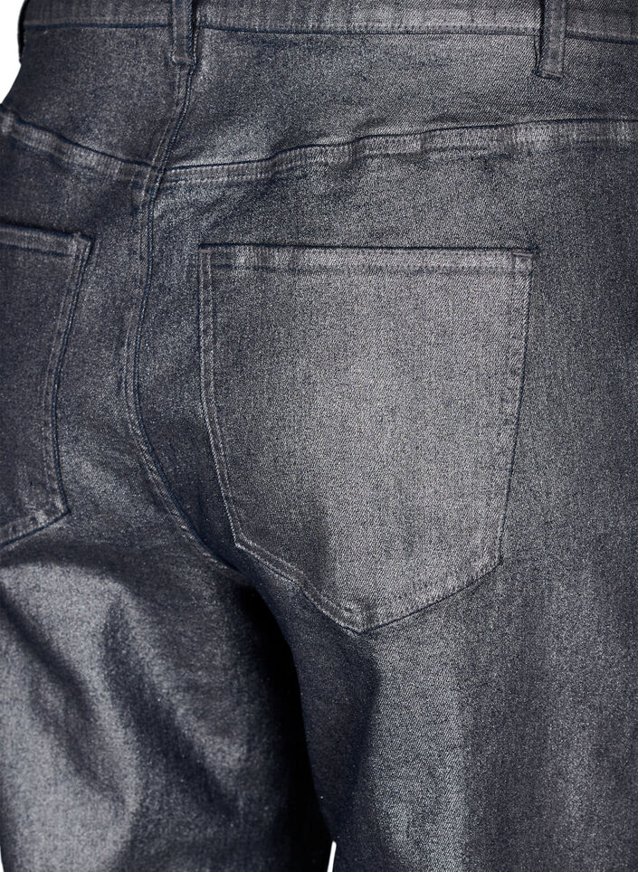 Zilverkleurige jeans met hoge taille, Gun Silver , Packshot image number 3