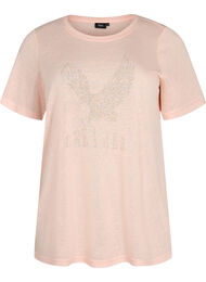 T-shirt met klinknagels en ronde hals, Pale Blush