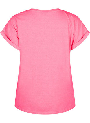 T-shirt van katoen in neon kleur, Neon pink, Packshot image number 1