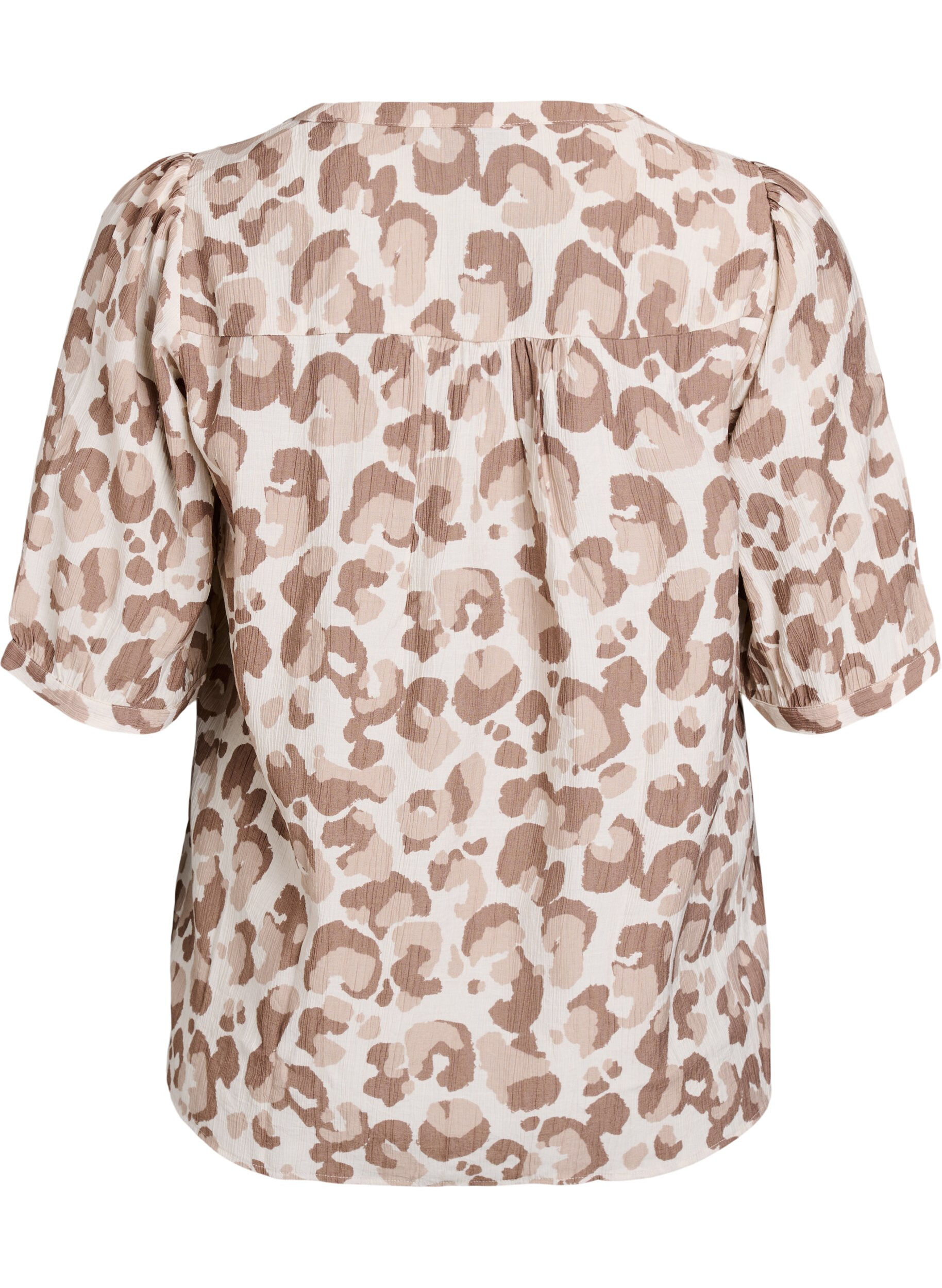 Zizzi Blouse met luipaardprint en 1/2 mouwen, Wit, Packshot image number 1