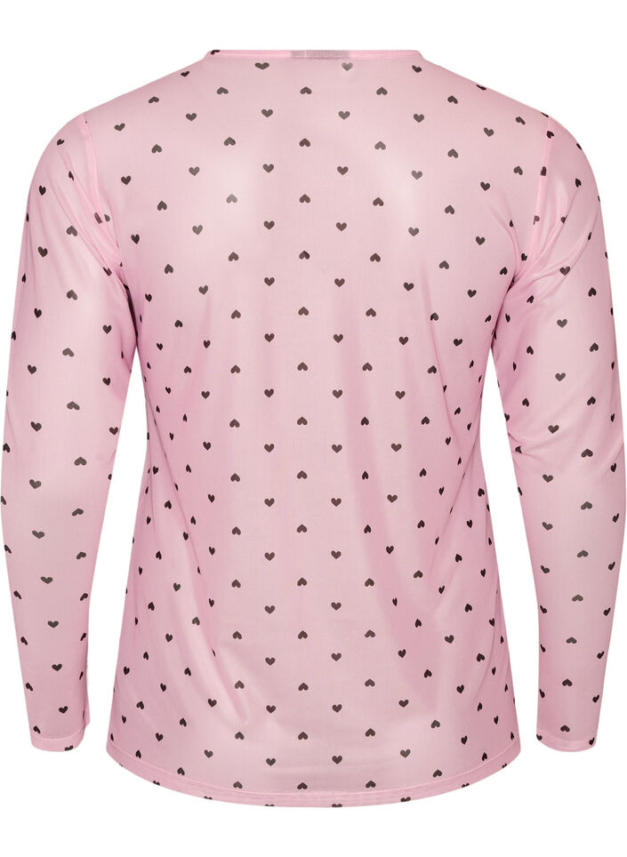 Mesh blouse met print, Roze, Packshot image number 1