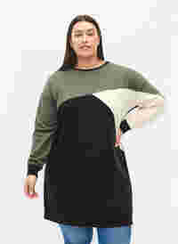 Lang sweatshirt met colorblock, Black Color Block, Model