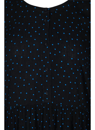 Bedrukte viscose tuniek met 3/4 mouwen, Black w. Blue Dot, Packshot image number 2