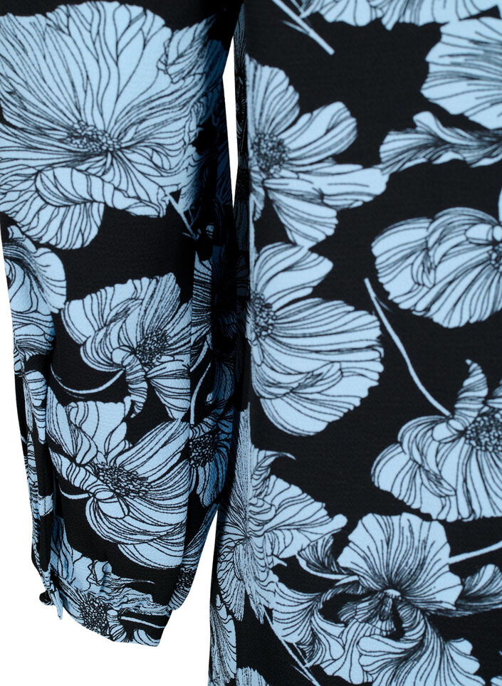 Jurk met V-hals en print, Black B. Flower AOP, Packshot image number 3
