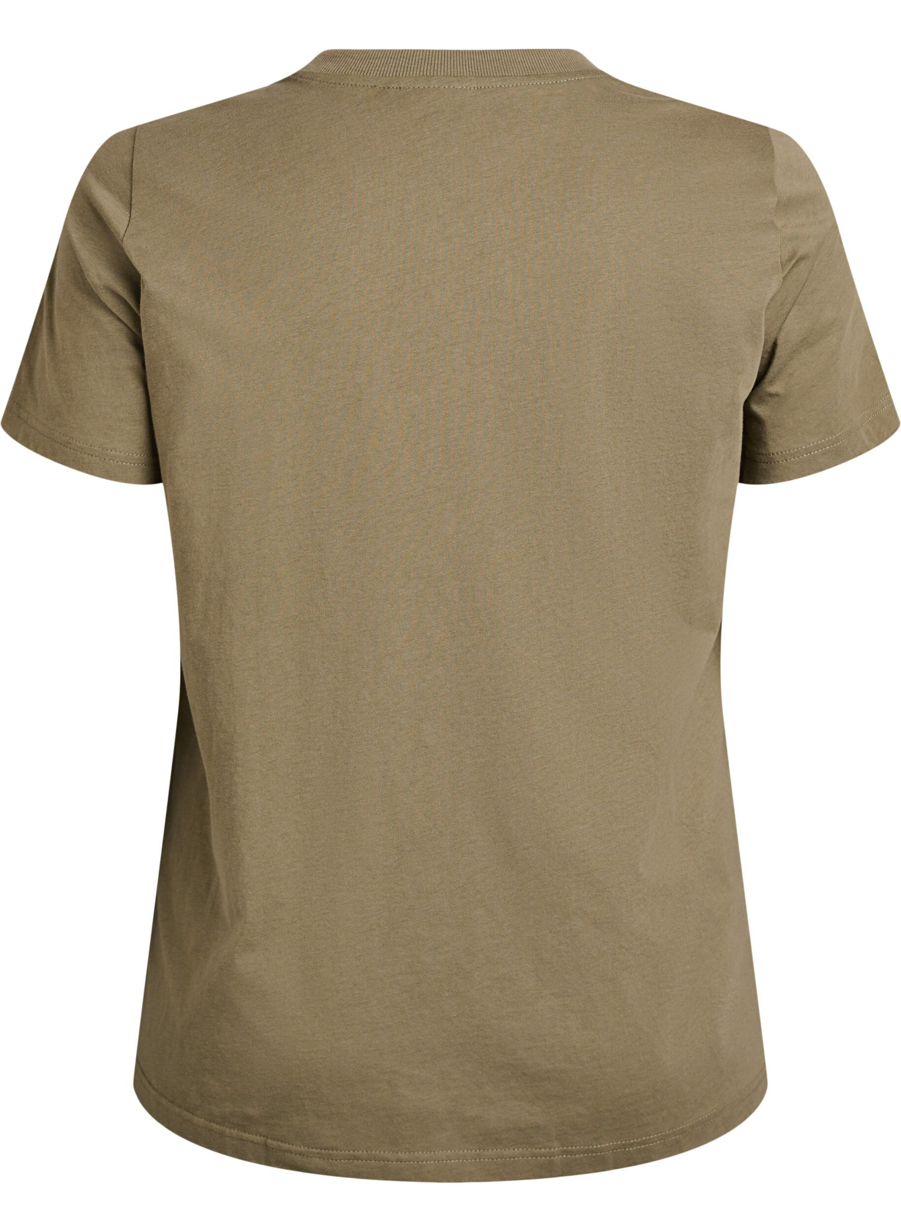 Zizzi Basic katoenen T-shirt met ronde hals, Groen, Packshot image number 1