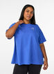 T-shirt van biologisch katoen met klein frontmotief, Blauw, Model image number 0
