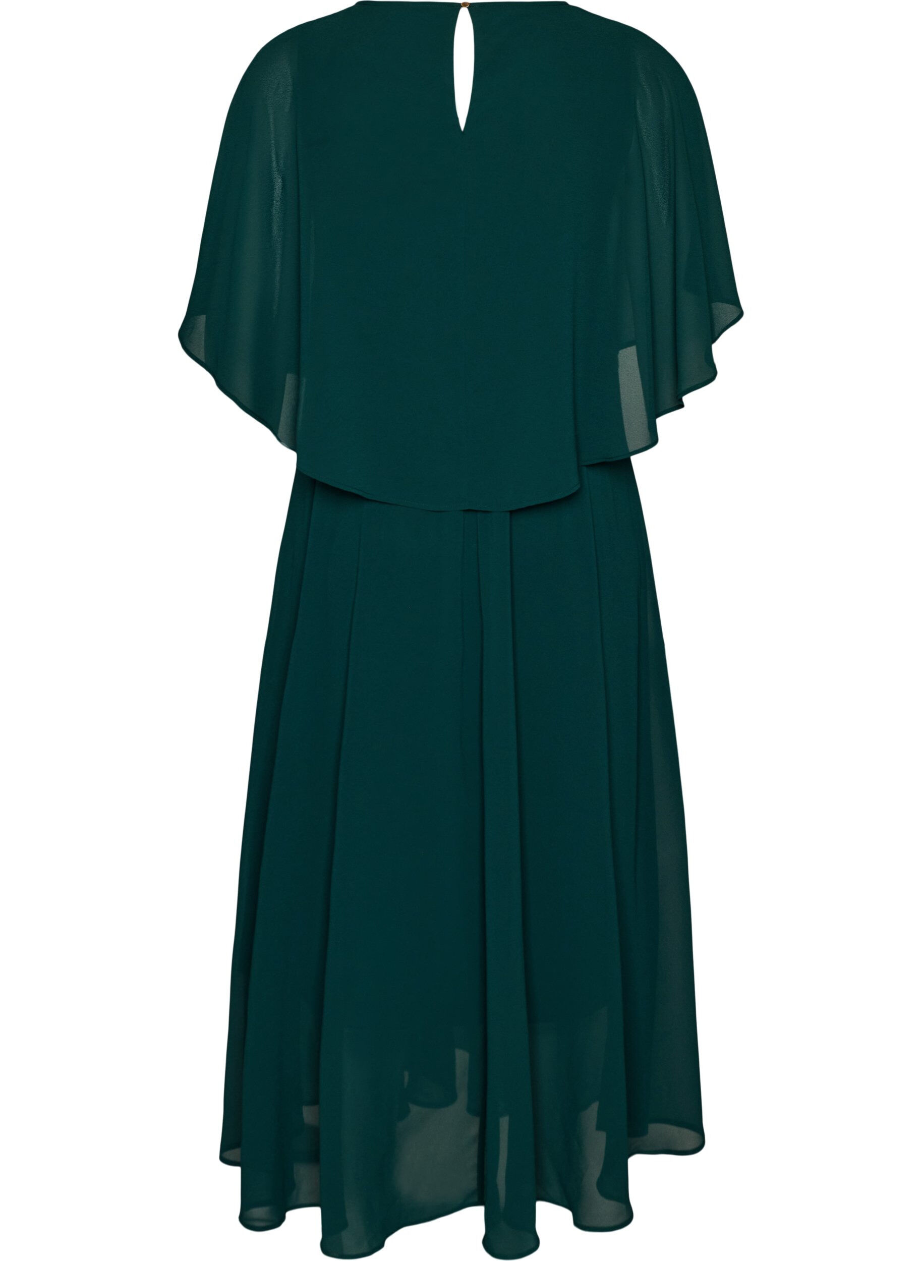 ZizziMaxijurk met korte mouwen en een A-vorm, Groen, Packshot image number 1