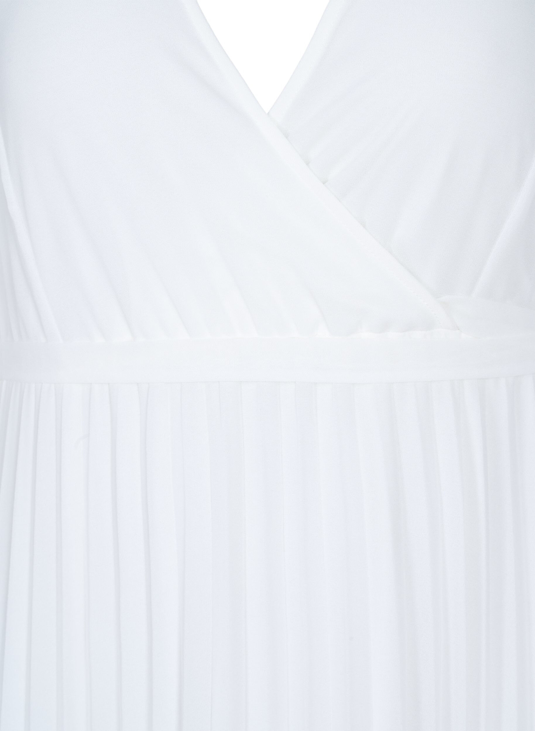 Zizzi Geplooide midi jurk met korte mouwen, Star White, Packshot image number 2