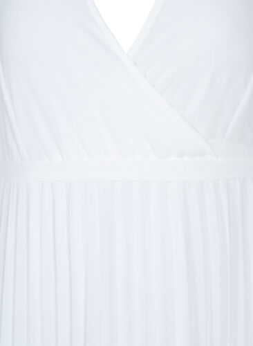 Geplooide midi jurk met korte mouwen, Star White, Packshot image number 2