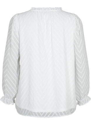 Blouse met lange mouwen en lintdetails, Bright White, Packshot image number 1