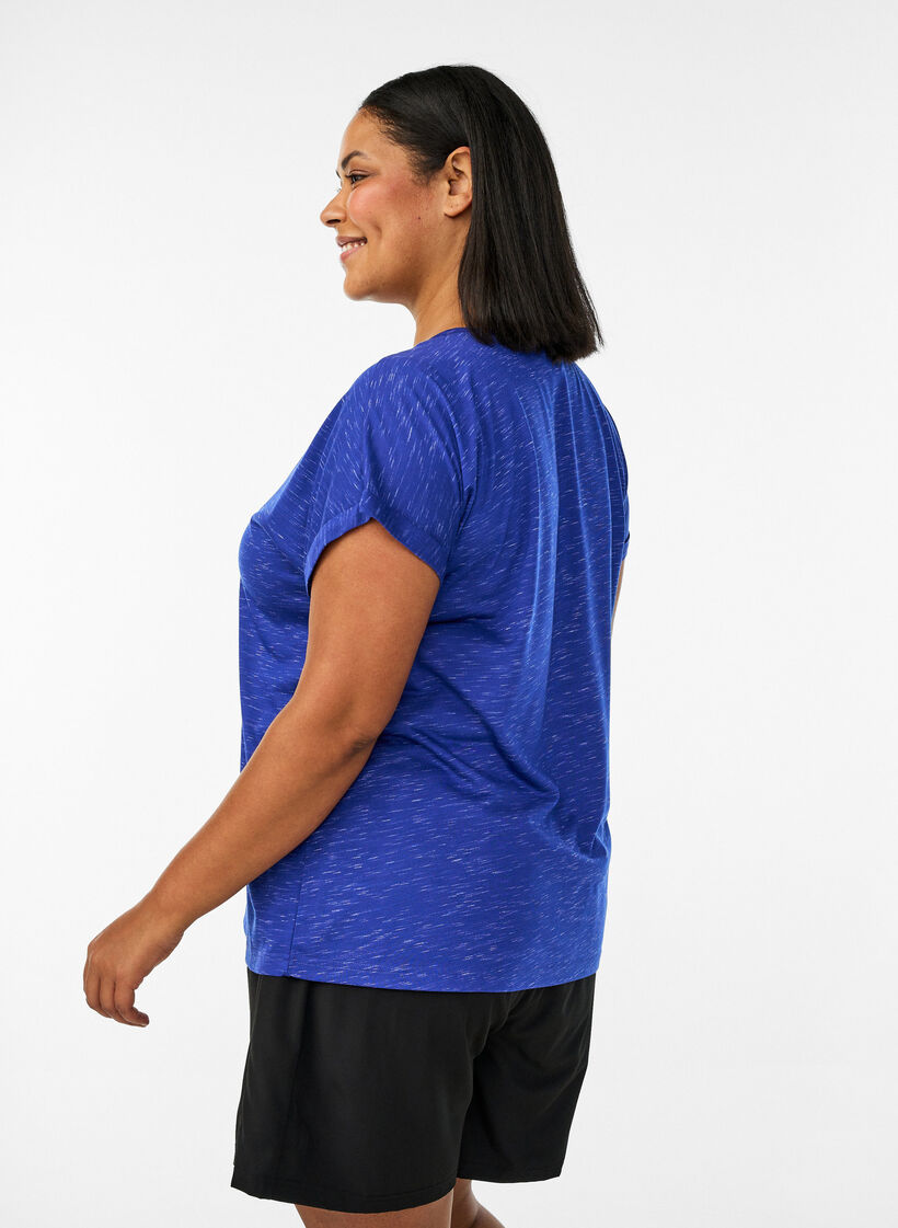 Los workout T-shirt met korte mouwen, Paars, Model image number 2