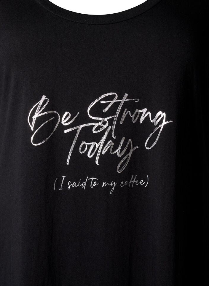 Nachtjapon van biologisch katoen met korte mouwen, Zwart, Packshot image number 2