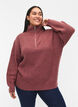 Gebreide trui met hoge hals en rits, Rood, Model image number 0
