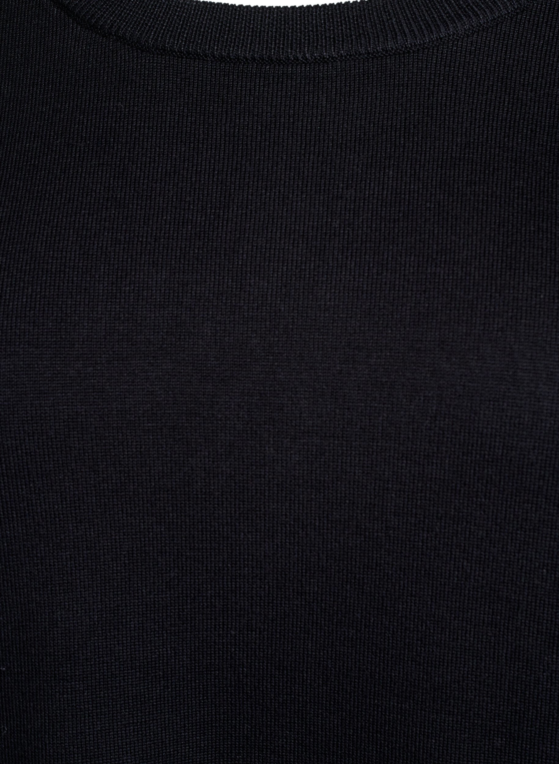 Zizzi Gebreide blouse met korte mouwen en kleine strikken, Zwart, Packshot image number 2