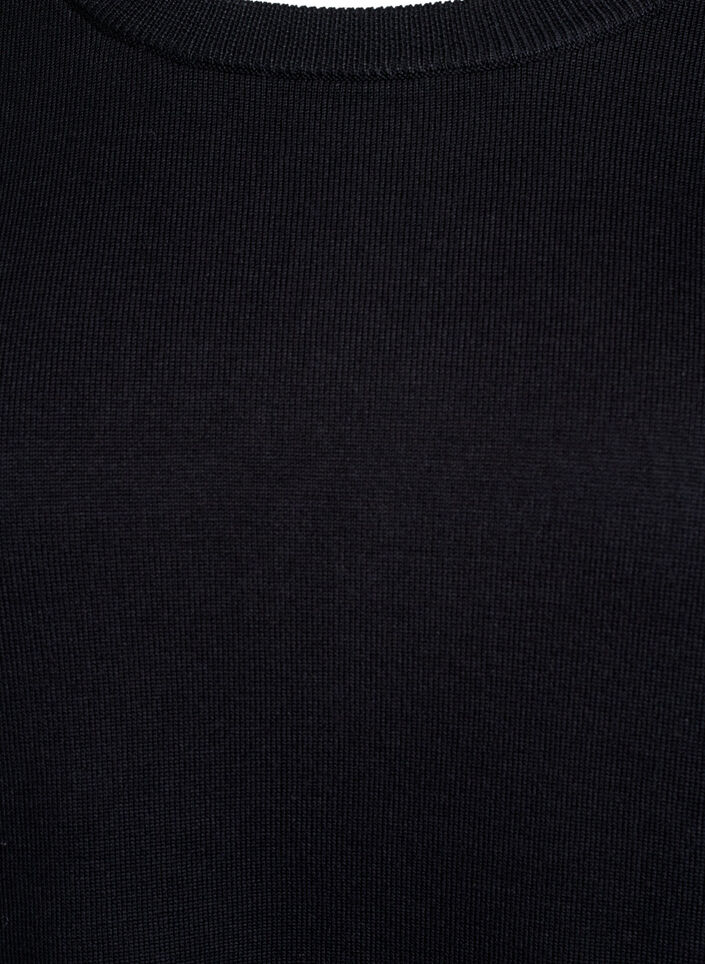 Gebreide blouse met korte mouwen en kleine strikken, Zwart, Packshot image number 2