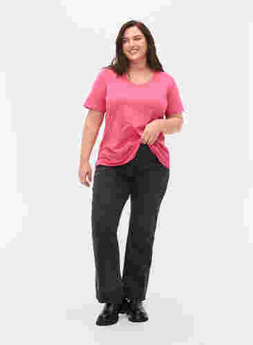Basic t-shirt in effen kleur met katoen, Hot Pink, Model image number 2