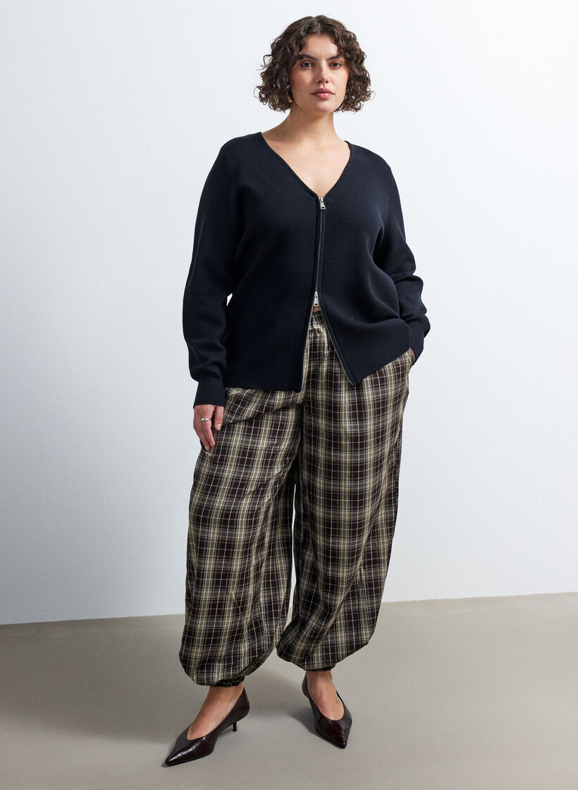Cardigan met 2-wegritsluiting, Zwart, Model image number 1