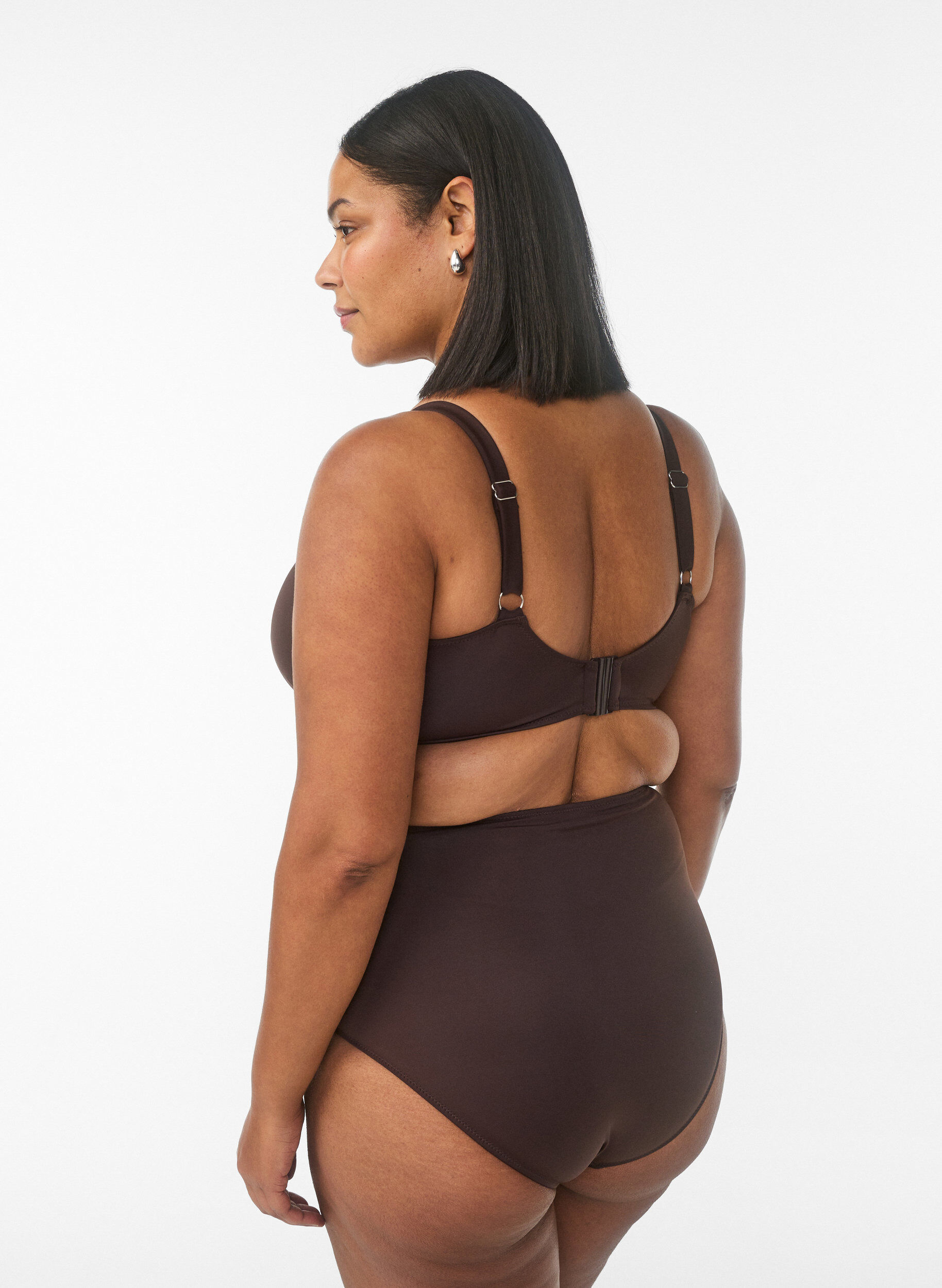 Zizzi Bikinibroekje met high waist, Bruin, Model image number 1