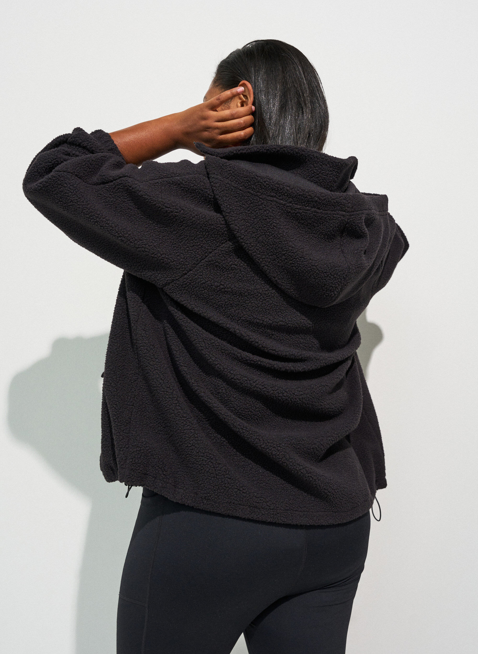 ZizziTeddyjack met capuchon en ritssluiting, Zwart, Model image number 1
