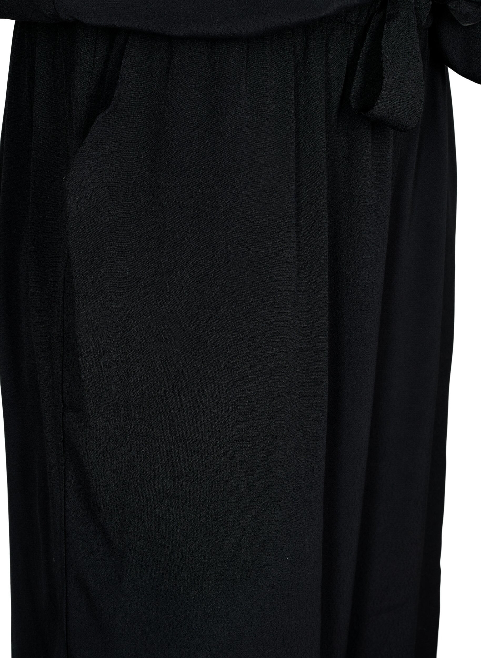 Zizzi Mouwloze jumpsuit van viscose, Black, Packshot image number 3