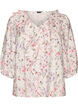 Viscose blouse met bloemenprint en 3/4 mouwen, Vanille, Packshot image number 0