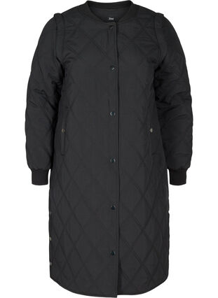 Gewatteerde 2-in-1 jas met zakken, Black, Packshot image number 0