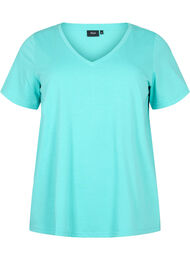 T-shirt met korte mouwen en v-hals, Turquoise