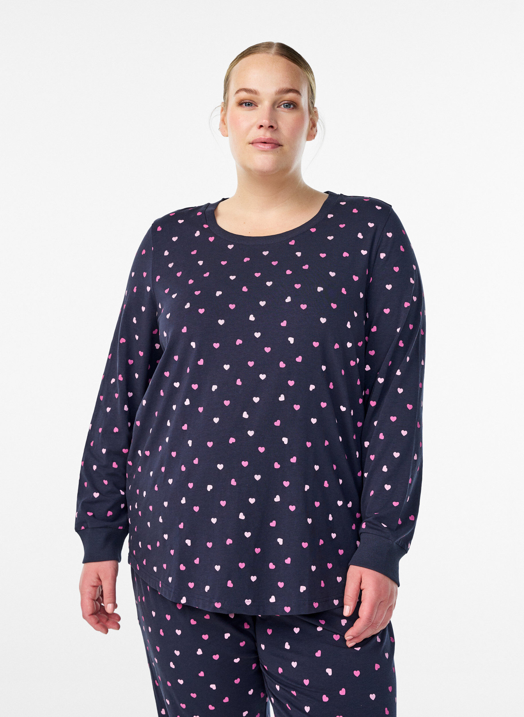 Bedrukte nachttop, Blauw, Model