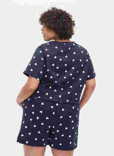 Pyjama T-shirt in katoen met korte mouwen, Navy Blazer AOP, Model image number 1