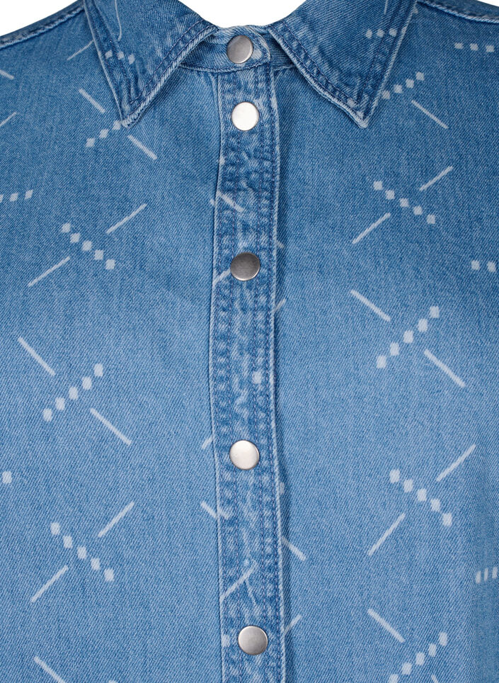 Losvallend spijkerjasje met patroon, Light blue denim, Packshot image number 2