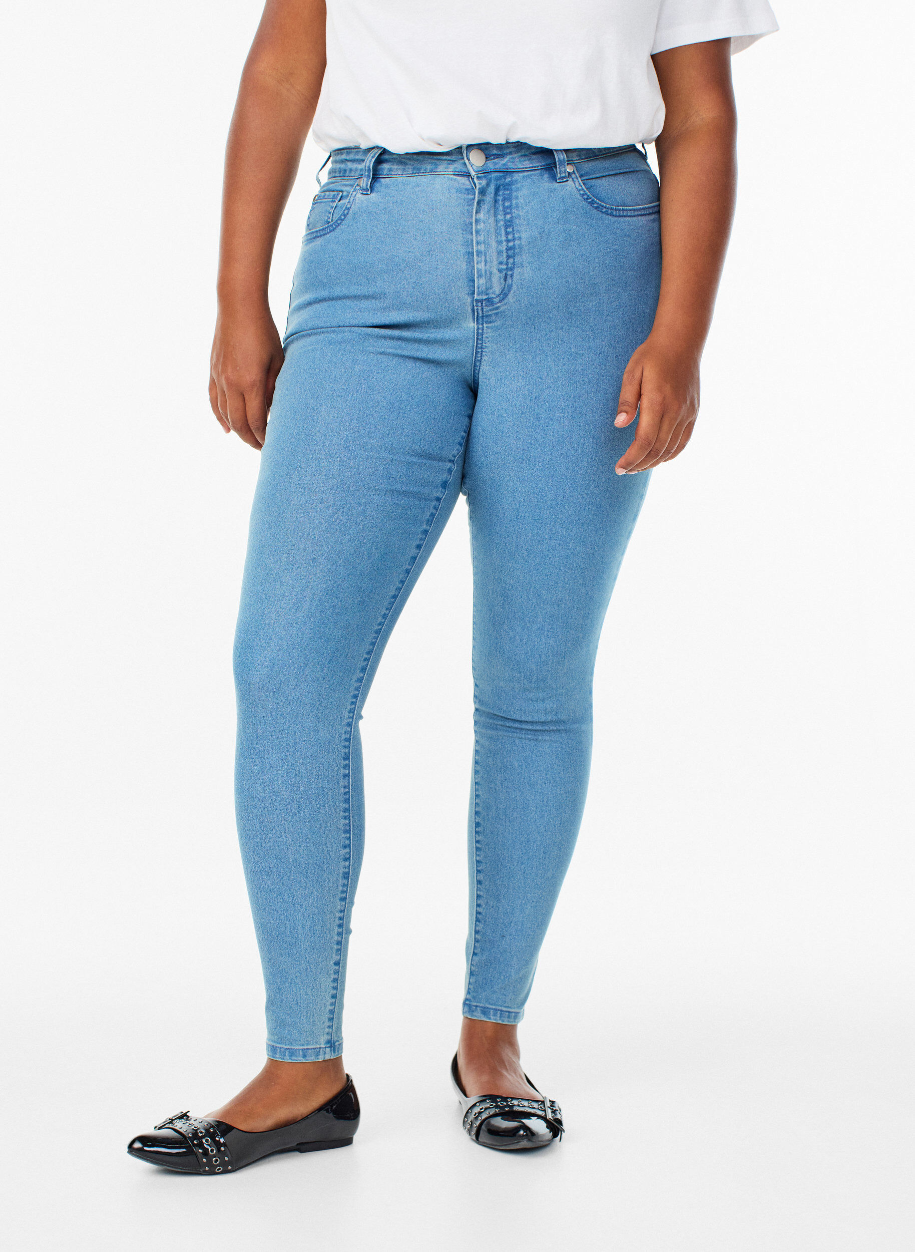 Zizzi Amy super slim fit jeans met hoge taille, Blauw, Model image number 2