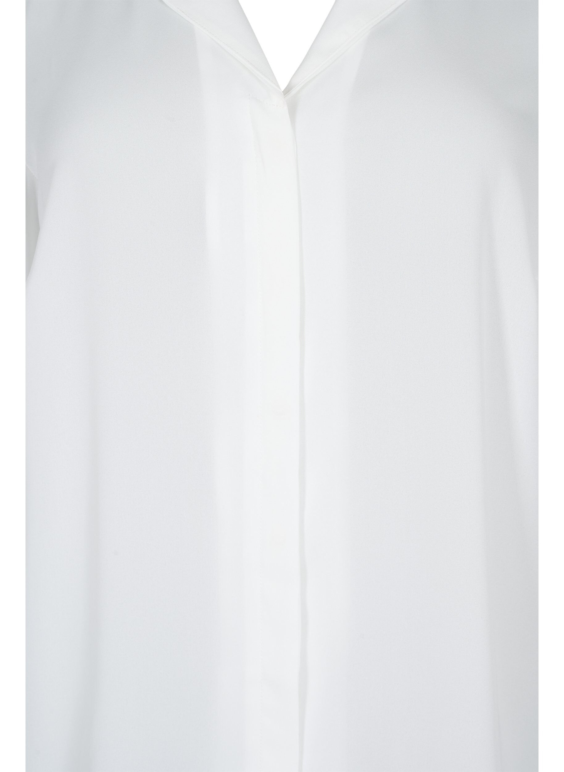Zizzi Effen shirt met V-hals, Bright White, Packshot image number 2