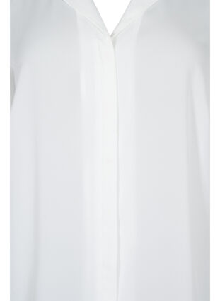 Effen shirt met V-hals, Bright White, Packshot image number 2