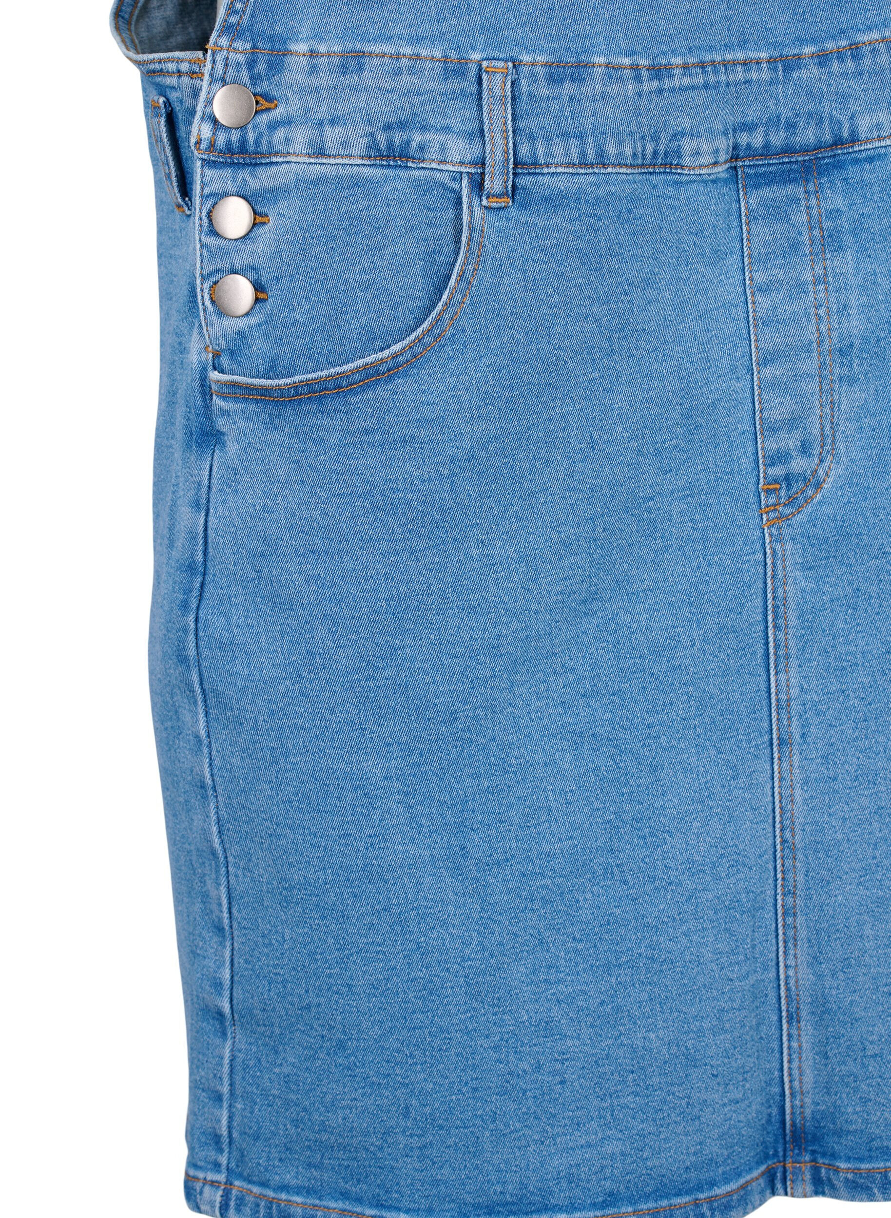 Zizzi Denim overall jurk, Blauw, Packshot image number 3