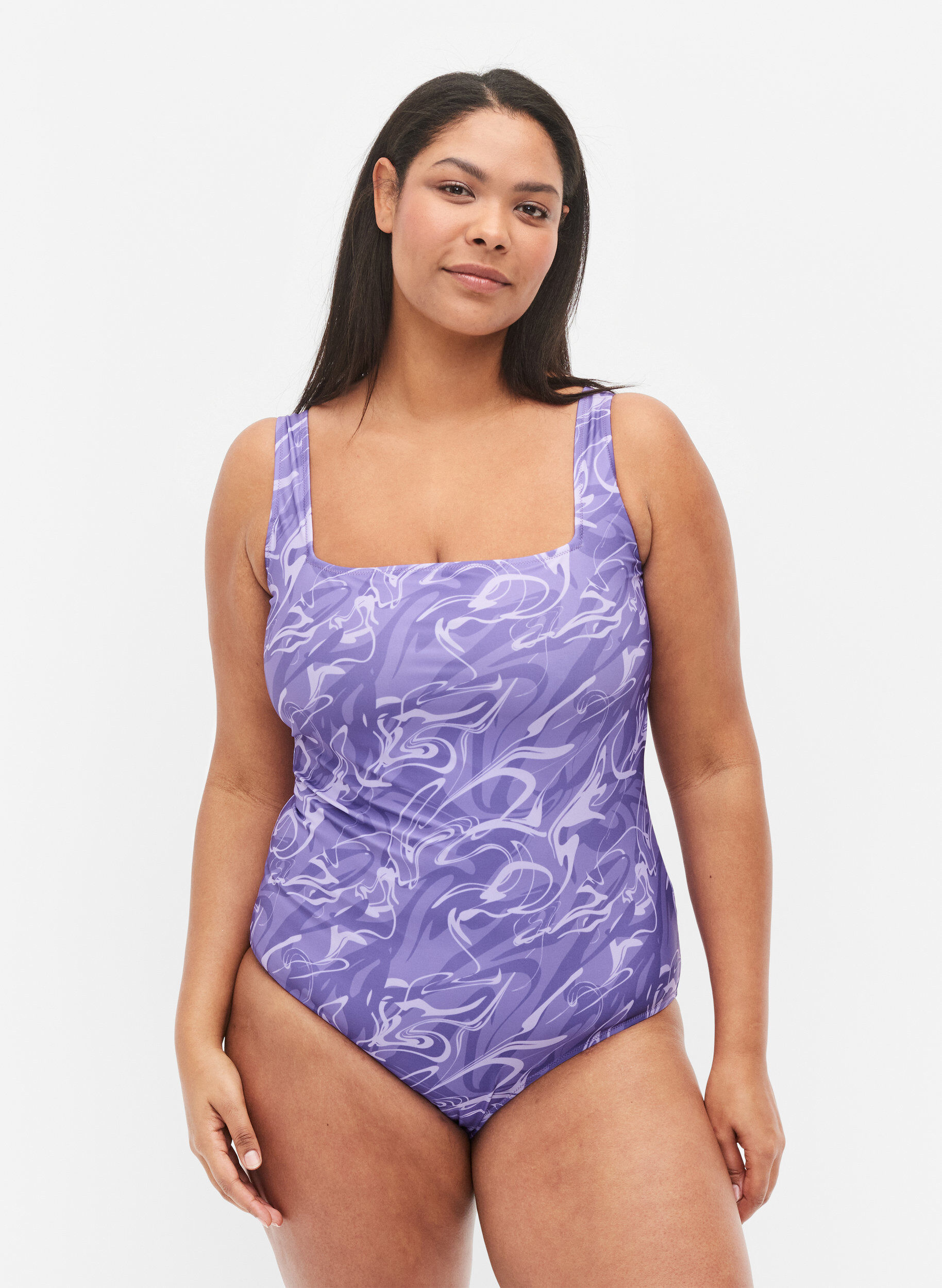 Zizzi Badpak met print, Swirl Print, Model image number 0