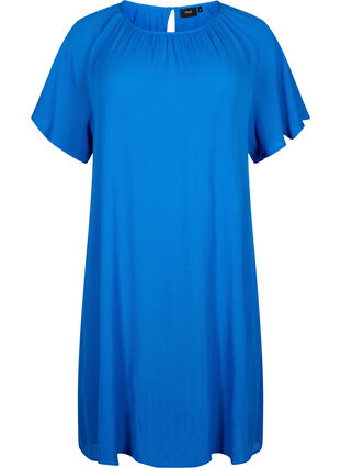 Viscose jurk met korte mouwen, Victoria blue, Packshot image number 0