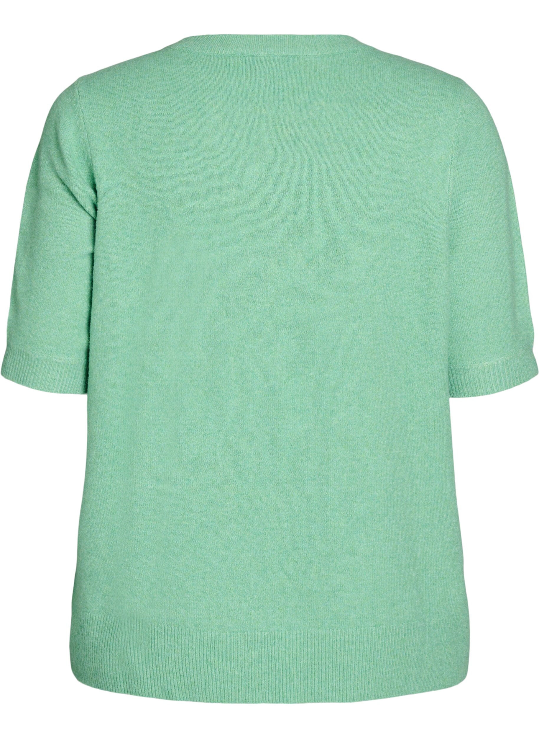 Zizzi Gebreide blouse met korte mouwen, Groen, Packshot image number 1